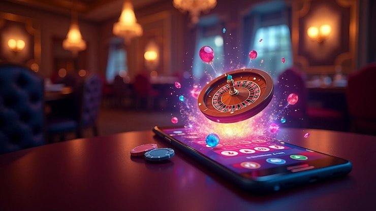 Antarmuka aplikasi danabet99 menampilkan meja live roulette dan menu navigasi bottom